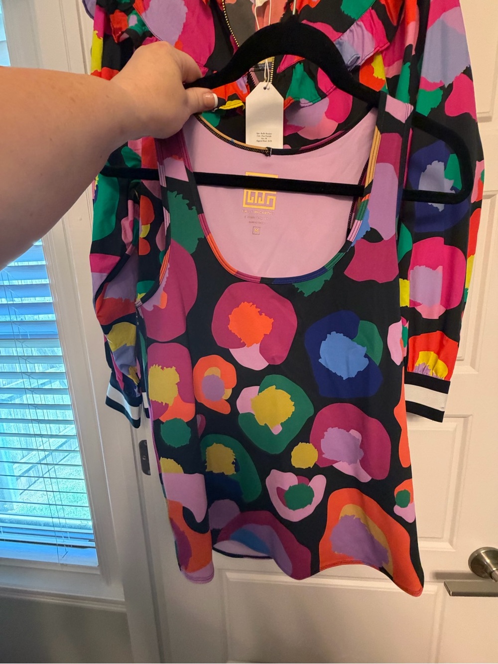 Emily McCarthy Pop Leopard Colorful Abstract Print Ruffle Jacket & Shorts Set - Picture 3 of 3